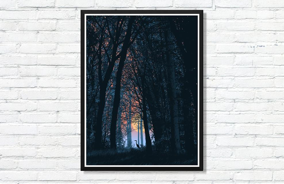 Crane in the Woods by Dan McCarthy (Large Timed Edition)