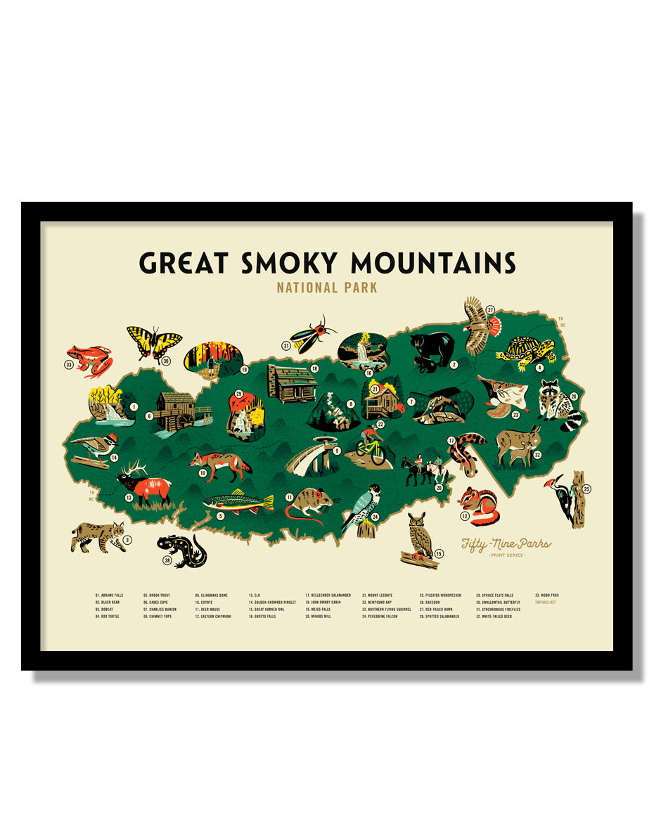 Great Smoky Mountains National Park Map Poster